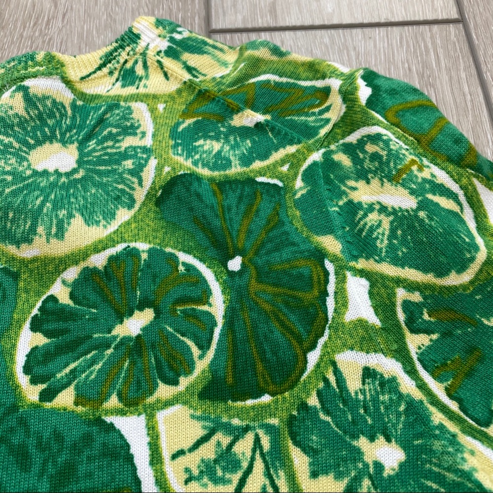 SOLD - Lands’ End Lime Print Cardigan Sweater - Picture 8 of 8